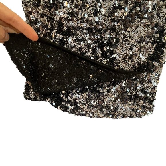 Vtg Y2K Cache Sequin Camisole Cami S Metallic Silk Asymmetrical Spaghetti Straps - Picture 10 of 15